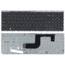 Клавиатура для ноутбука Samsung RC520 (с железной подложкой под панель, без рамки, черная, Русская)