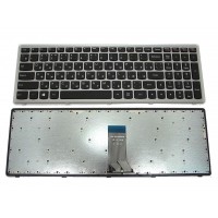 Клавиатура для ноутбука Lenovo IdeaPad U510 Z710 Series Black серебристая рамка