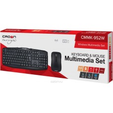 Беспроводной набор CROWN + мышь CMMK-952W,  USB, черный, 126 клавиш, 10 мультимедийных, мышь soft-to