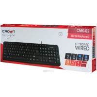 Клавиатура CROWN CMK-02, проводная, USB, черная, 104 клавиши, длина провода: 1.8 м