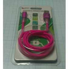 Кабель USB LP для Apple 8 pin Змея LED TPE (розовый/блистер)