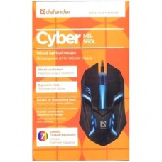 Мышь Defender Cyber MB-560L, 7 цветов, черная USB