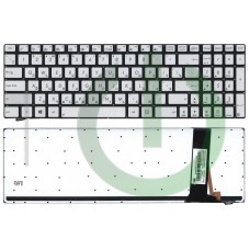 Клавиатура для ноутбука Asus N550J N750J с подсветкой серебро партномера NSK-UPN0R 9Z.N8BBU.L0R