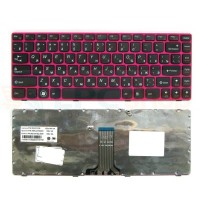 Клавиатура для ноутбука Lenovo IdeaPad Z370, Z470 черная с красной рамкой