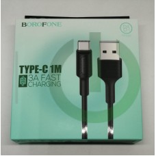 Кабель USB BOROFONE BX1 USB2.0-Type-C 1m 2.0A силикон чёрный