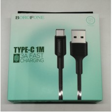 Кабель USB BOROFONE BX1 USB2.0-Type-C 1m 2.0A силикон чёрный