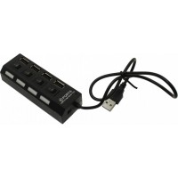 Хаб USB 2.0 HUB Smartbuy 4 порта с выключателями чёрный (SBHA-7204-B)