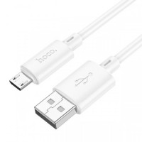 Кабель USB HOCO X88  MicroUSB, 1м 2.4A, силикон, цвет: белый