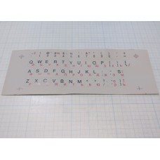 Наклейка на клавиатуру для ноутбука. Русский шрифт-красный английский чёрный на серой подложке.